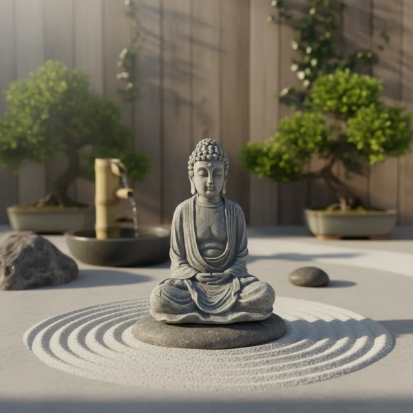 Buda Grande Monje De Meditacion Indu Relajacion Y Armonia Gris