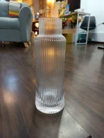 Florero De Vidrio Para Decoración Y Centros De Mesas 25cm Transparente Rayas - Imagen 3