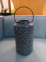 Farol Fanal Cerámica 22cm Alto Decoración Interior Exterior Azul - Imagen 3