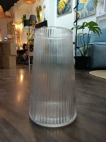 Florero De Vidrio Para Mesas 18cm Transparente Rayas - Imagen 3