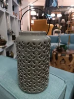 Farol Fanal Cerámica 22cm Alto Decoración Interior Exterior Gris - Imagen 2