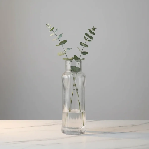 Florero De Vidrio Para Decoración Y Centros De Mesas 25cm Transparente Rayas