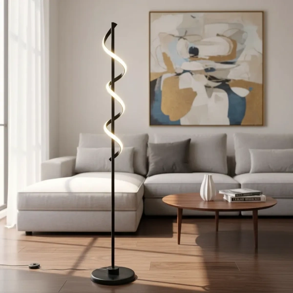 Lámpara De Pie Led Moderna 1.5 Metros Torneada Minimalista Silicona
