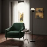 Lampara Pie Portátil Aluminio Globo De Vidrio Minimalista Blanco Negro