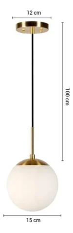 Lámpara Colgante Moderna Esfera Vidrio Minimalista Nordico Dorado - Imagen 4