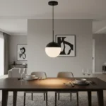 Lámpara Colgante Moderna Esfera Vidrio Minimalista Nordico Negro