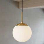 Lámpara Colgante Moderna Esfera Vidrio Minimalista Nordico Dorado - Imagen 3