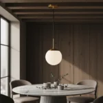 Lámpara Colgante Moderna Esfera Vidrio Minimalista Nordico Dorado