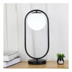 Lampara Portátil Mesa De Luz Aluminio Pantalla Globo Vidrio Negro Blanco - Imagen 2