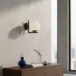 Aplique De Pared Aluminio Globo Vidrio Minimalista Moderno Negro - Imagen 2