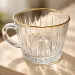Pack 6 Tazas De Vidrio De Café Y Te Con Asa 250ml Con Dorado - Imagen 3