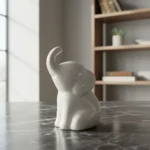 Elefante Decorativo Estatuilla En Cerámica Pintada 6x10.5cm Blanco