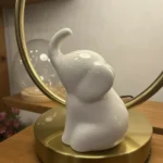 Elefante Decorativo Estatuilla En Cerámica Pintada 6x10.5cm Blanco - Imagen 2