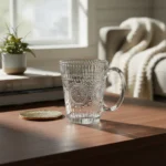 Pack 6 Tazas De Vidrio Para Té Y Café Con Asa 250ml Labrado - Imagen 2