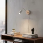 Aplique Minimalista Blanco Brazo Flexible Hierro Y Madera 220w - Imagen 4