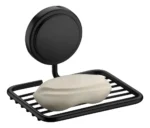 Jabonera Aerea Moderna Adhesivo Pared Baño Ducha Acero Negro - Imagen 2