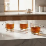 Pack 6 Taza Vaso Vidrio Para Té Café Con Asa 156ml Acanalado - Imagen 5