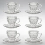 Pack 6 Tazas Con Plato Para Té Y Café Con Asa 156ml Cristal - Imagen 4