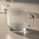 Pack 6 Taza Vaso Vidrio Para Té Café Con Asa 156ml Acanalado - Imagen 2