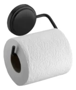 Porta Papel Higienico Adhesivo Pared Baño Acero Cromado Negro - Imagen 2