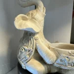 Candelabro Porta Vela De Elefante En Cerámica Pintada - Imagen 2