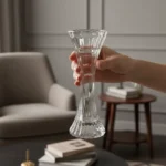 Candelabro De Vidrio 19.5 Cm De Altura Porta Vela Moderno - Imagen 4