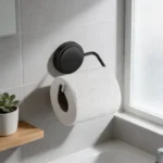 Porta Papel Higienico Adhesivo Pared Baño Acero Cromado Negro