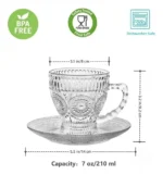 Pack 6 Tazas Con Plato Para Té Y Café Con Asa 156ml Cristal - Imagen 5