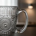 Pack 6 Tazas De Vidrio Para Té Y Café Con Asa 250ml Labrado - Imagen 3