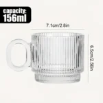 Pack 6 Taza Vaso Vidrio Para Té Café Con Asa 156ml Acanalado - Imagen 4