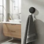 Gancho Perchero Adhesivo Pared Baño Cocina Acero Negro Redondo