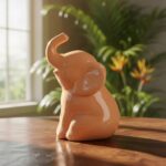 Elefante Decorativo Estatuilla En Cerámica Pintada 6x10.5cm Naranja