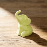 Elefante Decorativo Estatuilla En Cerámica Pintada 6x10.5cm Verde