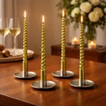 Pack De 4 Velas Torneadas Grande 30cm Dorada Metalizadas Candelabro - Imagen 3