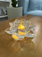 Porta Vela Decorativa De Vidrio Flor De Loto - Imagen 4