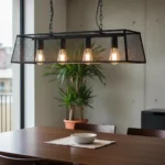 Lámpara Colgante De Hierro Moderna Industrial 4 Luces