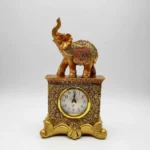Elefante Dorado En Cerámica Decorativo Con Reloj Incorporado 18 Cm - Imagen 3