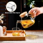 Juego Set Tetera Con Filtro Y 6 Tazas De Vidrio Te Modernas - Imagen 2