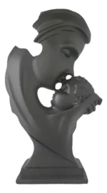 Escultura Estatua Adorno Cerámica Mama E Hijo Mujer Y Niño Negro - Imagen 2