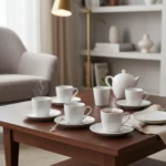 Pack 6 Tazas Con Plato De Cerámica Para Té Y Café Con Asa