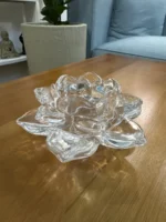 Porta Vela Decorativa De Vidrio Flor De Loto - Imagen 3