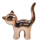 Escultura De Gato Bronce Dorado Adornos Cerámica Metalizado Gatito Suerte - Imagen 3