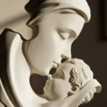 Escultura Estatua Adorno Cerámica Mama E Hijo Mujer Y Niño Blanco - Imagen 3