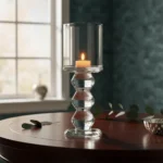Candelabro De Vidrio Porta Vela Moderno Elegante 6x13.4cm