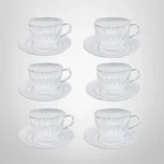 Pack 6 Tazas Con Plato Para Té Y Café Con Asa 230ml Cristal - Imagen 2