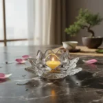 Porta Vela Decorativa De Vidrio Flor De Loto