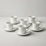 Pack 6 Tazas Con Plato De Cerámica Para Té Y Café Con Asa - Imagen 3