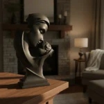 Escultura Estatua Adorno Cerámica Mama E Hijo Mujer Y Niño Negro
