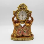Elefante Doble Dorado En Cerámica Decorativo Con Reloj Incorporado 18 Cm - Imagen 4