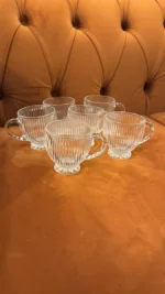 Pack 6 Tazas De Vidrio Para Té Y Café Con Asa 230ml Labrado - Imagen 4